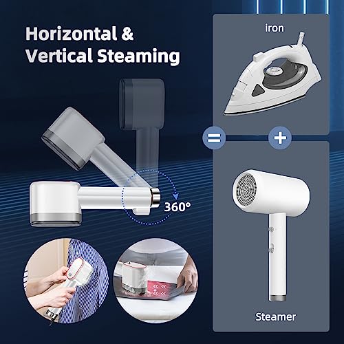 Handheld Steamer for Clothes, Portable Travel Steamer, Horizontal & Vertical Steam, 15s Heat Up, Wrinkles Remover with Storage Bag, 1000W Mini Fabric Garment Steamer for Home, Office and Travel, 120V