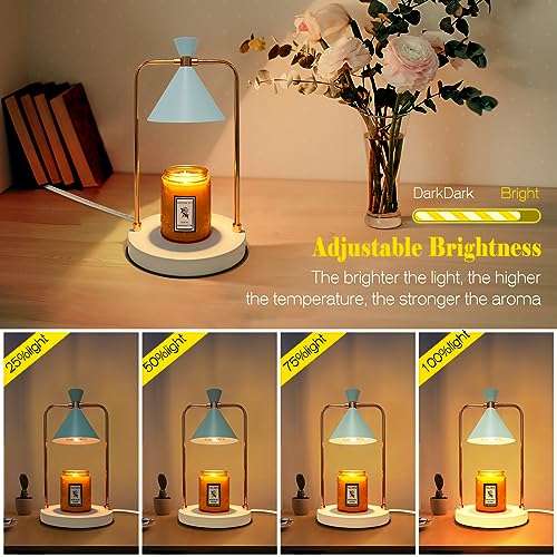 Candle Warmer Lamp with Timer, Electric Candle Warmer with 3 Bulbs, Wax Candle Melter Dimmable Light, Aromatic Candle Holder for Home Decor Gift Ideas, Compatible with Small and Large Candles-White