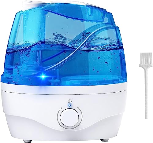 Humidifiers for Bedroom Large Room Home, 2.2L Cool Mist Humidifier for Baby Kids, 30 Hours with Whisper-Quiet Operation, Adjustable 360° Rotation Nozzle, Night Light Function(Blue-White)