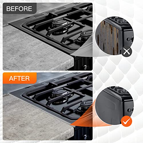 Stainless Steel Stove Gap Covers,Stove Gap Filler, Range Trim Kit, Stove Gap Guards, Heat Resistant and Easy to Clean, Easy retractable Length 13.8" to 27.5", Width 0.79",Silver(2PCS)