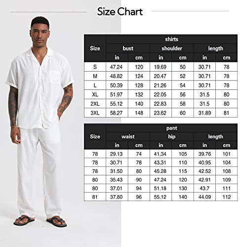 SIENDIU Men's Beach Clothes 2 Piece Outfits Sets Casual Short Sleeve Button Down Shirt Yoga Pants Vacation Suit Summer linen