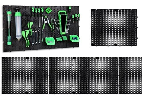 SWANLAKE 8PCS Black Plastic Pegboard Panels, 152"Wide Garage Tool Pegboard