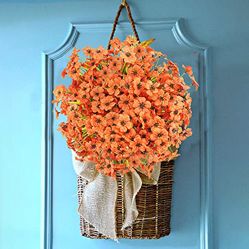 Uieke 16 Bundles Artificial Fall Flowers No Fade Faux Autumn Plants, Fake Indoor Outdoor Greenery for Thanksgiving Table Centerpiece Christmas Wedding Party Home Garden Fireplace Décor (Orange)