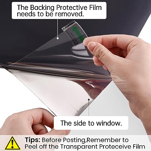 Heat Blocking Window Privacy Film with 3 Free Tools: One Way Window Tint Reflective Window Tinting Film for Home See Out Not in Sun Blocker Mirror Window Clings Door Window Cover,17.5 * 78.7 Inch