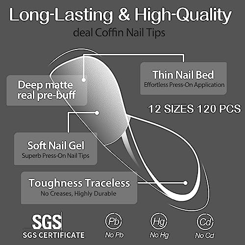 UNA GELLA Coffin Short Nail Tips with Glue Gel Curing Needed Soft Gel Nail Tips with Soft Gel Tips Glue Kit for Short Square Gel X Tips 120pcs for Home DIY