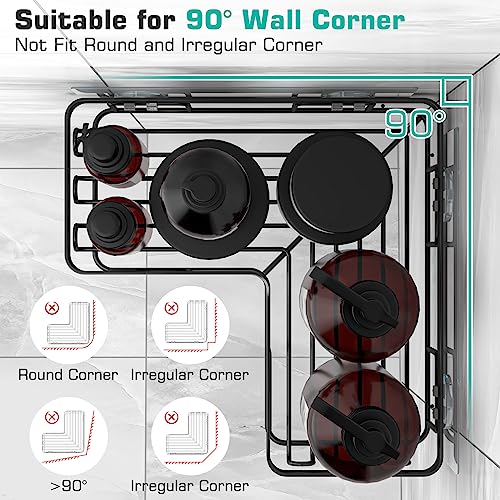 YASONIC Corner Adhesive Shower Caddy, with Soap Holder and 12 Hooks, Rustproof Stainless Steel Bathroom Organizer, No Drilling Wall Mounted Rack, Black, 3-Pack