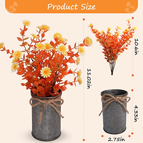 Omldggr 3 Pack Artificial Potted Flowers Autumn Potted Plants Artificial Fall Flowers for Fall Festival Thanksgiving Day Halloween Autumn Farmhouse Decoration Home Tiered Tray Tabletop Display