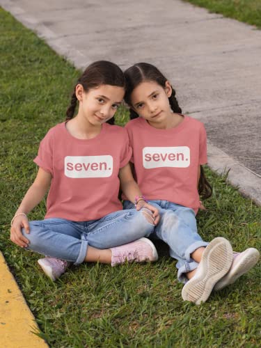 7th Birthday Girl Shirt 7 Years Old Seven Outfit Seventh Tshirt Gift Girls top 7 (Mauve, Youth S(8))