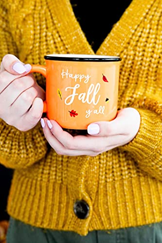 Pearhead Happy Fall Y'all Mug, Autumn Coffee Mug, Home Dećor Accessories, Orange, 15oz, Fall Kitchen Decorations, Holiday Tea or Coffee Mug