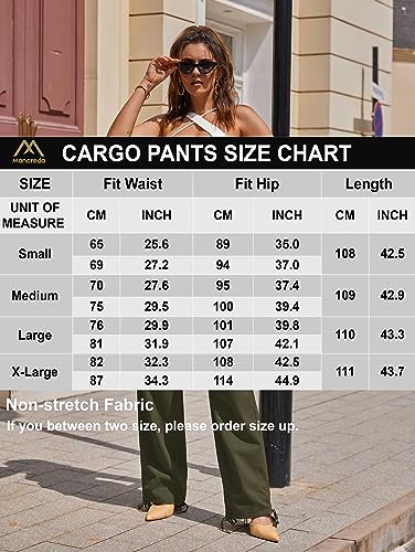 Mancreda Cargo Pants Women High Waisted Straight Leg Work Casual Pants Y2K 5 Pockets Combat Military Trousers (AG,M)