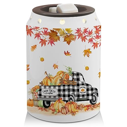 Fall Wax Melt Warmer-Fall Decor Truck Ceramic Wax Melt Warmer for Scented Wax Scent Oil Candle Autumn-Farmhouse Fall Gifts Truck Electric Scentsy Wax Warmer for Living Room Kitchen Bathroom Home