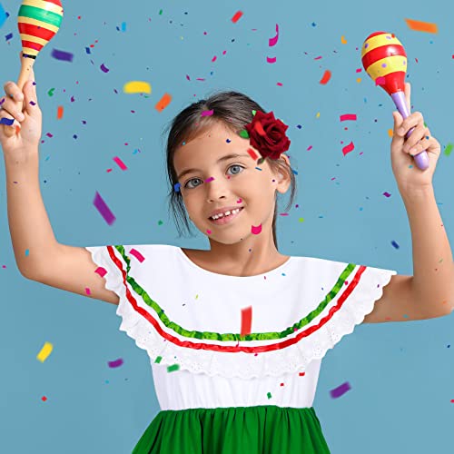 Xtinmee 2 Pcs Girls Traditional Mexican Fiesta Dress Kit with Flower Headpiece Cinco De Mayo Halloween Party Costume Size 6-8(Cute Style)