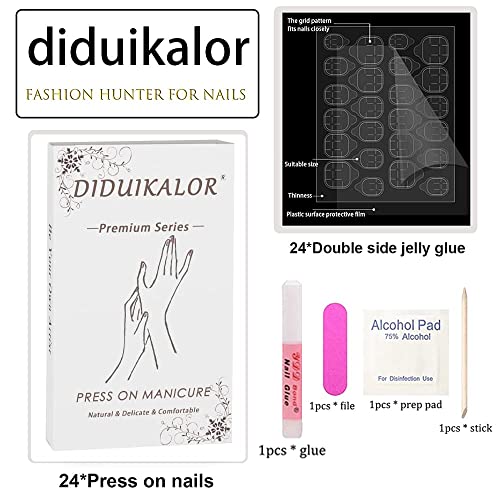 diduikalor Halloween Extra Long Press on Nails Coffin Glue on Nails Nude Blue Fake Nails Spider Web Pumpkin Scary Ghost Haunted House Designs Stick on Nails Acrylic False Nails for Women 24Pcs