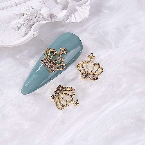 20pcs Alloy Crown Nail Charms Hollow Out Shiny Gold Silver Nail Rhinestones Exquisite Nail Art Design 3D Nail Art Charms for Acrylic Nails Decorations Crystal Nail Jewels for Women DIY Nails Supplies