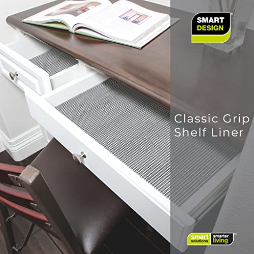 Smart Design Classic Grip Shelf Liner – 12in x 20ft – Non-Adhesive Drawer Liner with Strong Grip Helps Protect and Personalize Your Home Organization and Storage – Graphite Gray