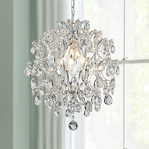 Bestier Chandelier Crystal Raindrop Lighting Ceiling Light Fixture Lamp for Dining Room Bathroom Bedroom Livingroom Entryway 3 E12 Bulbs Required D16 in x H18 in