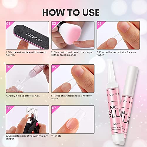 Makartt Super Strong Nail Glue for Acrylic Nails Press On Nails Nail Tips Glue for Stick On Nails Long Lasting Nail Glue for Fake Nails Broken Nails Repair Professional Nail Adhesive Bond 0.07oz 5Pcs