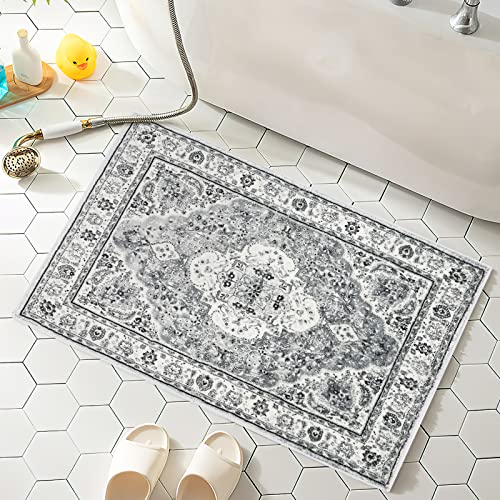 Area Rug 2X3 Door Mat Indoor Entrance Traditional Foldable Rug Soft Fuzzy Persain Pattern Rug Machine Washable Floor Carpet Non Slip Rug for Living Room Bedroom Bathroom Kitchen