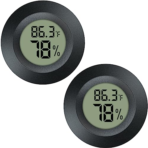 2 Pack Hygrometer Thermometer Mini Digital LCD Monitor Indoor/Outdoor Humidity Meter Gauge Temperature for Humidifiers Dehumidifiers Greenhouse Reptile Humidor Fahrenheit/Celsius(℉/℃) by QPEUIM