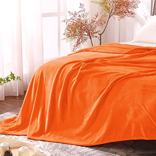 BEDELITE Orange Throw Blanket for Couch & Bed, Plush Cozy Fleece Blanket 50" x 60", Soft Lightweight Fall Throw Blanket for Home Furnishing