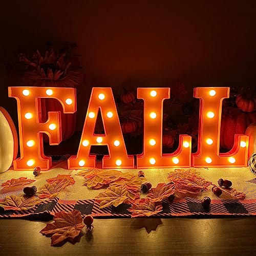 FestalMart Fall Decor-Fall Decorations for Home-4 LED Marquee Light Up Letters "FALL" for Home Thanksgiving Autumn Fireplace Tabletop Party Indoor Decor