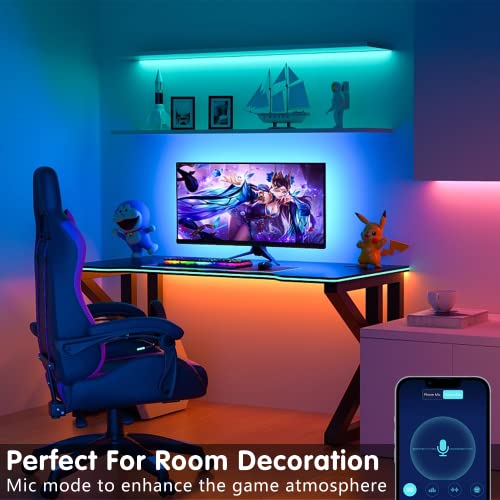 Keepsmile 100ft Led Strip Lights (2 Rolls of 50ft) Bluetooth Smart App Control Music Sync Color Changing RGB Led Light Strip with Remote,Led Lights for Bedroom Room Home Decor Party Festival