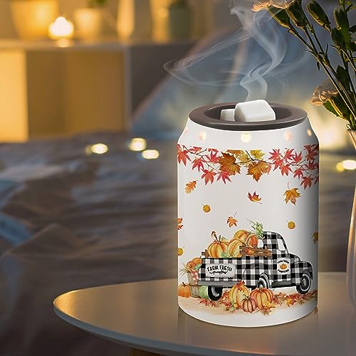 Fall Wax Melt Warmer-Fall Decor Truck Ceramic Wax Melt Warmer for Scented Wax Scent Oil Candle Autumn-Farmhouse Fall Gifts Truck Electric Scentsy Wax Warmer for Living Room Kitchen Bathroom Home