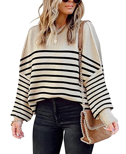 Sweaters for Women Causal Crewneck Batwing Sleeve Knit Top Side Split Oversized Pullover Sweater Loose Jumper