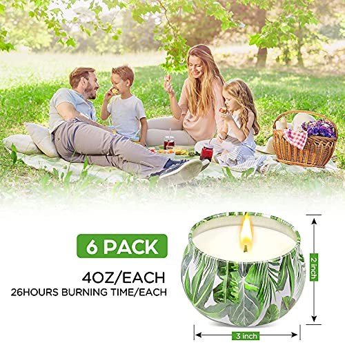 Citronella Candles Outdoor Indoor 6 Pack 26oz Scented Candles with Pure Citronella Essential Oil and Natural Soy Wax Long Lasting Burning for Home Gardon Patio Balcony