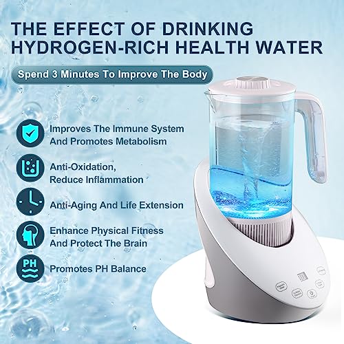 Hydrogen Water Ionizer Machine,Hydrogen Water Pitcher,Hydrogen Rich Water Health Pitcher for Home,Hydrogen Water Generator,Balanced pH Water Ionizer