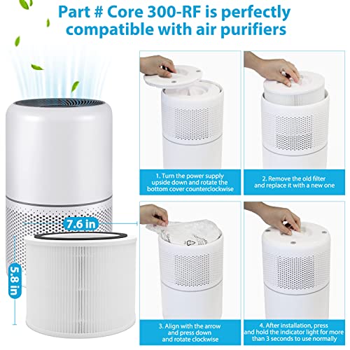 2 Pack Core 300 Replacement Filter Compatible with LEVOIT Core 300 and Core 300S Vortex Air Air Purifier 3-in-1 H13 True HEPA Air Replacement Filter Compatible with LEVOIT Core 300 Air Purifier