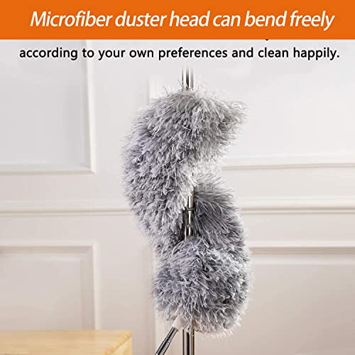 Dusters for Cleaning High Ceiling Fan, Newliton Microfiber Feather Duster with 30'' to 100'' Telescoping Extension Pole, Long Extendable Duster for Home Car Furniture Cobweb