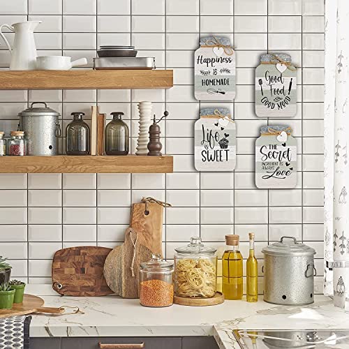 Old Shack Kitchen Wall Decor - Set of 4 Mason Jars - Charming Farmhouse Kitchen Decor - Versatile Rustic Home Decor - Ideal for Wall or Table Top - Stylish Farmhouse Wall Decor - Giftable Kitchen Wall Art - 8 Inches Tall By 5 Inches Wide