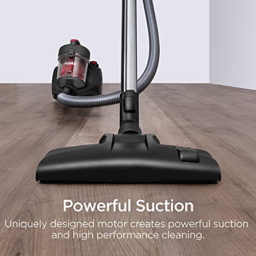 EUREKA Whirlwind Bagless Canister Vacuum Cleaner, Lightweight Vac for Carpets and Hard Floors, Red