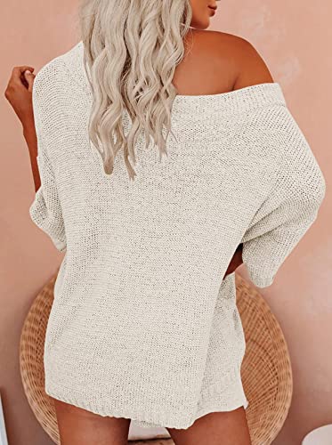 Mafulus Women's 2 Piece Outfits Sweater Sets Off Shoulder Knit Top Shorts Matching Suits Cute Pajama Lounge Set