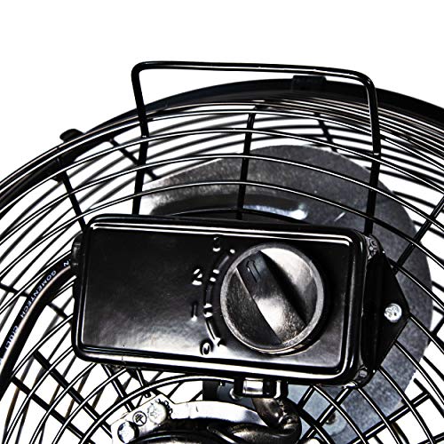 Comfort Zone CZHV12B High Velocity Cradle Fan | 3 Speed, 12 Inch Fan with All Metal Construction, Black