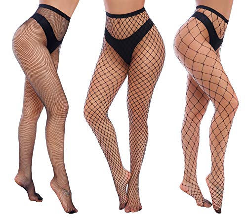 Charmnight Womens High Waist Tights Fishnet Stockings Thigh High Pantyhose 3 Pair(1)