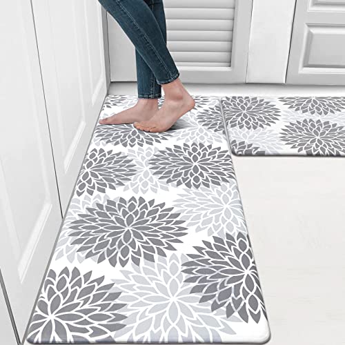 HEBE Anti Fatigue Kitchen Rug Sets 2 Piece Non Slip Kitchen Mats for Floor Cushioned Kitchen Rugs and Mats Waterproof Comfort Standing Mat Runner for Kitchen,Home Office,Sink,Laundry