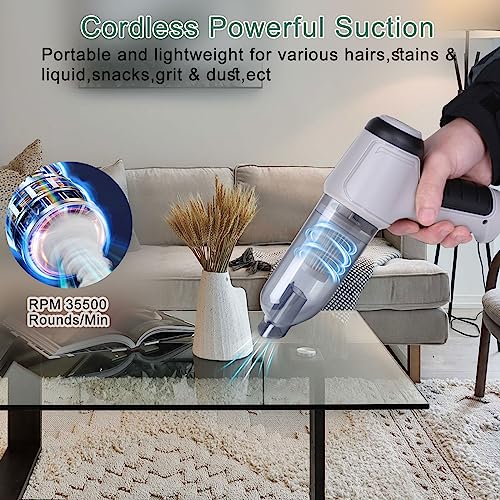 CHOLANG Handheld Vacuum Cordless,9000Pa 3 in 1 Car Vacuum Rechargeable High Power Hand Held Vacuum with 20-30Mins Long Runtime Portable Mini Vacuum Cleaner for Women,Men,Car,Home Pet & Office