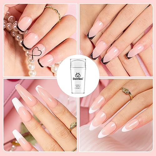 Beetles Stamp Gel 4Pcs Silicone Nail Stamp Kit with 2 Nail Stamper Polish Gel, Liquid Latex Tape and Long Silicone Stamper French Tip Nail Tool for Home Manicure Diy Nail Art Salon