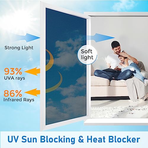 One Way Window Privacy Film See Out Not in Heat Blocker Window Tinting Film for Home Reflective Sun Blocking Window Tint Non-Adhesive Static Cling Glass Door Window Covering (17.5 x 78.7 Inch)