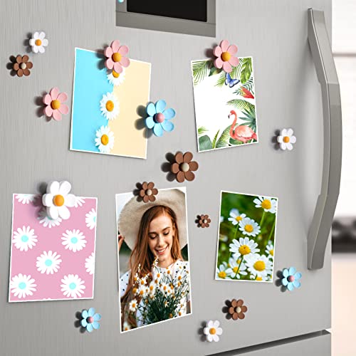 25 Pieces Flower Fridge Magnets, Mini Daisy Refrigerator Magnets Cute Magnets for Locker Whiteboards Home Office Decor