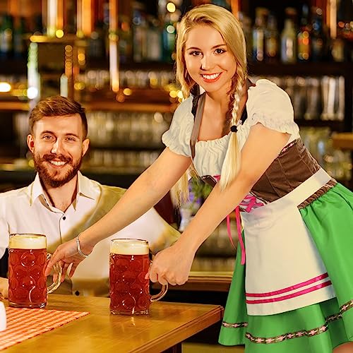 Newcotte 2 Pcs Oktoberfest Costumes Outfit for Beer Girl Women 1 German Bavarian Dirndl Velvet Lace up Dress 1 Bow High Socks (Medium)