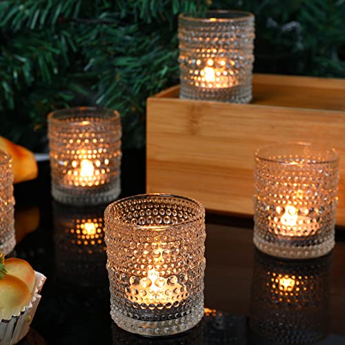 24 Pack Votive Candle Holders for Wedding Candle, Clear Glass DIY Wax Filling Romance Tealight Candle Holders for Wedding Table Decor, Gift, Home Decoration（Clear,24）