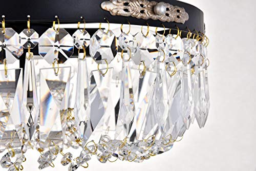 Bestier Modern French Empire Black Crystal Semi Flushmount Chandelier Lighting LED Ceiling Light Fixture Lamp for Dining Room Bathroom Bedroom Livingroom 4 E12 Bulbs Required D14 in X H8 in