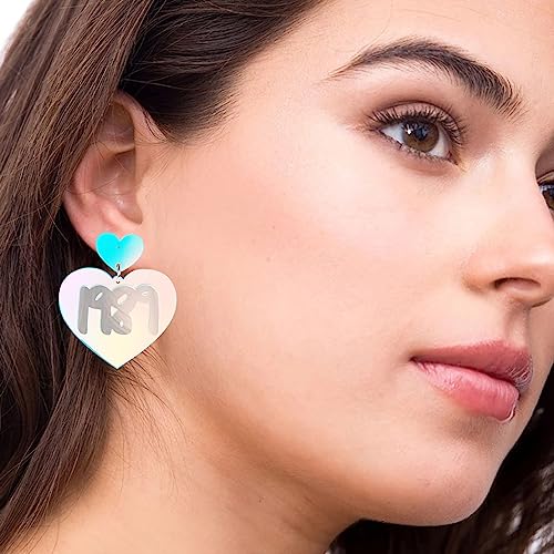 TS Lover Heart Earrings, Acrylic 1989 Earrings Eras Tour Outfits for Women Girls Music Fans, TS Heart Shaped Earrings Jewelry for Concert Outfit Gifts (Heart)