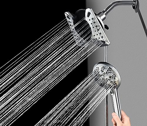 INAVAMZ Shower Head with handheld High Pressure: 7.5" Rain Shower Head & Hand Held Shower Head 2-in-1 Showerhead with 60” Flexible Stainless Steel Hose, cUCP and CEC certified