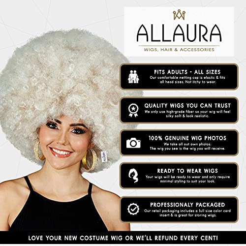 ALLAURA - Deluxe 70s Afro Wig Women Huge Blonde Jumbo Afro Disco Costume Wigs 70's Costumes Accessories Disco Outfit Women