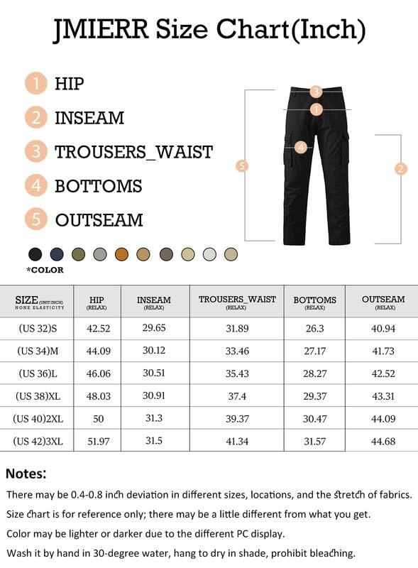 JMIERR Mens Pants Loose Fit Cargo Pants for Men Casual Cotton Stretch Elastic Waist Hiking Work Tactical Pants Flexible Outdoor Joggers Sweatpants Multi Pockets,US 40(2XL),1Khaki