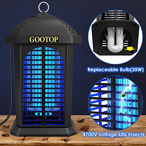 GOOTOP Large Bug Zapper Outdoor Electric, Mosquito Zapper Outdoor, Fly Traps, Fly Zapper, Mosquito Killer, 3 Prong Plug, 90-130V, ABS Plastic Outer